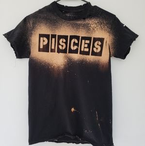 Pisces Zodiac Destructed Acid Wash Tee
